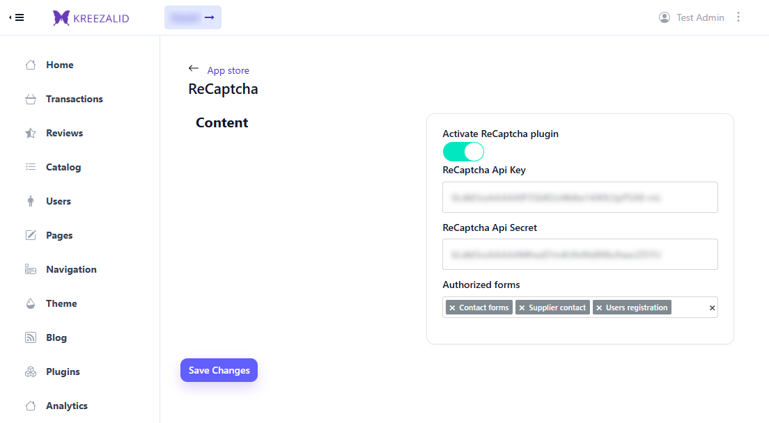 Activate recaptcha