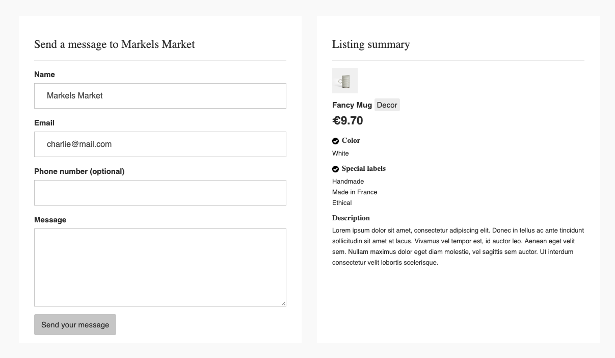 send email to provider online marketaplace