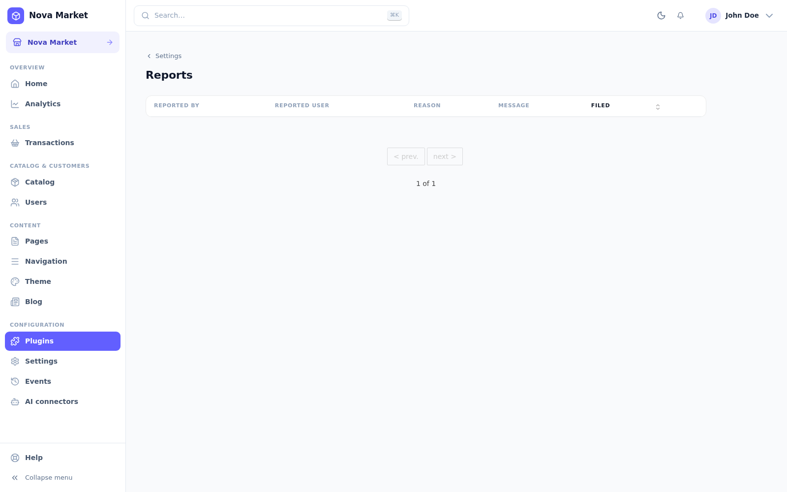 The moderation queue listing reported conversations